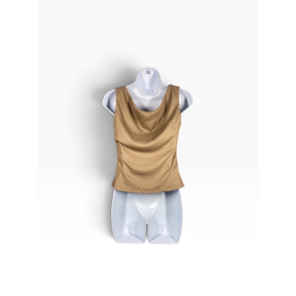 OGL Tank Top Womens L Brown New Ribbed Cowl Neck Side Gathered 250611-2500W22